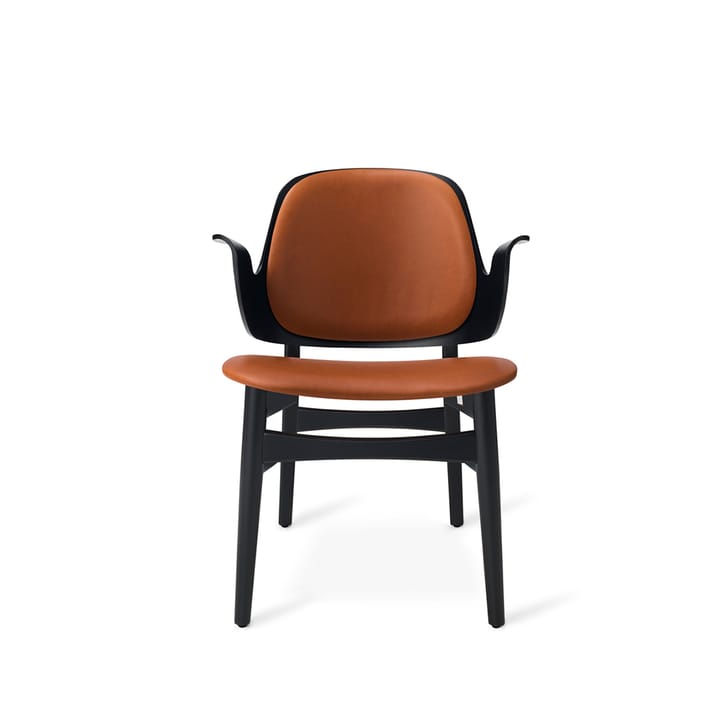 Καρέκλα lounge, Gesture - Δέρμα sevilla 4001 μαύρο, πόδια οξιάς με μαύρη λάκα - Warm Nordic