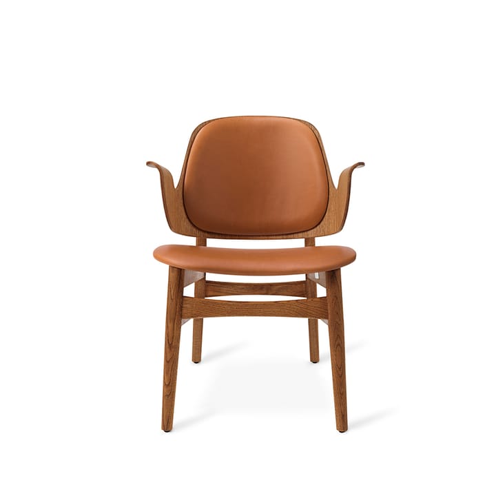 Καρέκλα lounge, Gesture - Δέρμα silk 250 κονιάκ, πόδια από δρυ με λάδι τικ - Warm Nordic