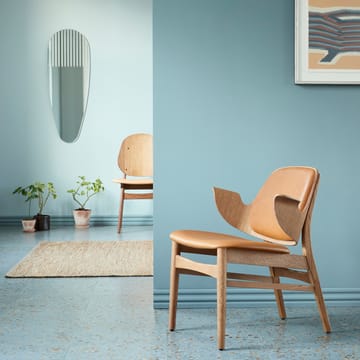 Καρέκλα lounge, Gesture - Δέρμα silk 250 κονιάκ, πόδια από λευκή λαδωμένη δρυ - Warm Nordic