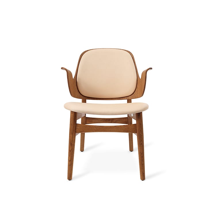 Καρέκλα lounge, Gesture - Δέρμα vegetal 90 φυσικό, πόδια από δρυ με λάδι τικ, καθίσματα σε χρώμα λάτε - Warm Nordic
