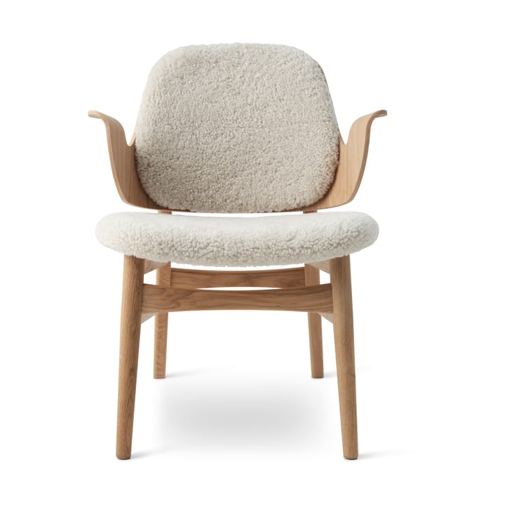 Καρέκλα lounge, Gesture - Προβιά στο χρώμα του φεγγαρόφωτου, λευκός σκελετός από λαδωμένη δρυ - Warm Nordic