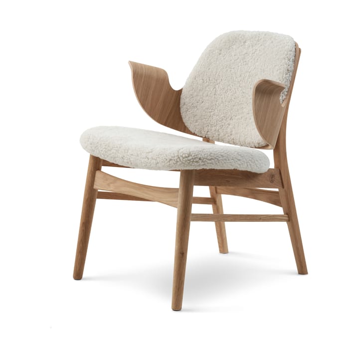 Καρέκλα lounge, Gesture, Προβιά στο χρώμα του φεγγαρόφωτου, λευκός σκελετός από λαδωμένη δρυ Warm Nordic