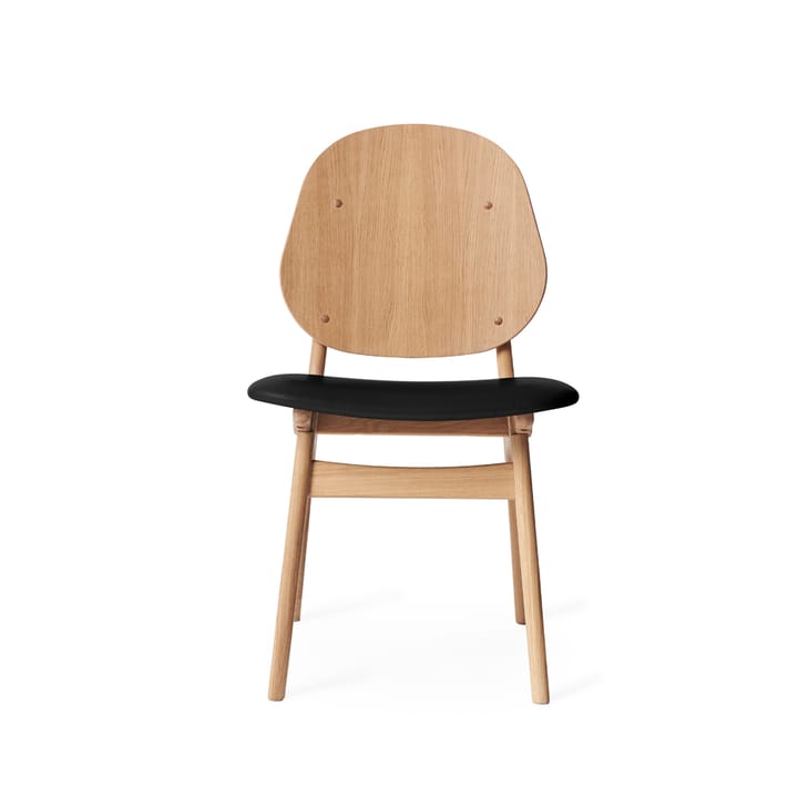 Καρέκλα με ψηλή πλάτη - Δέρμα μαύρο, πόδια από λευκή λαδωμένη δρυ - Warm Nordic
