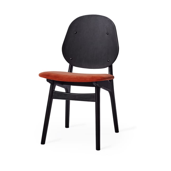 Καρέκλα με ψηλή πλάτη - Ύφασμα κόκκινο του τούβλου, μονάδα από οξιά σε μαύρη λάκα - Warm Nordic