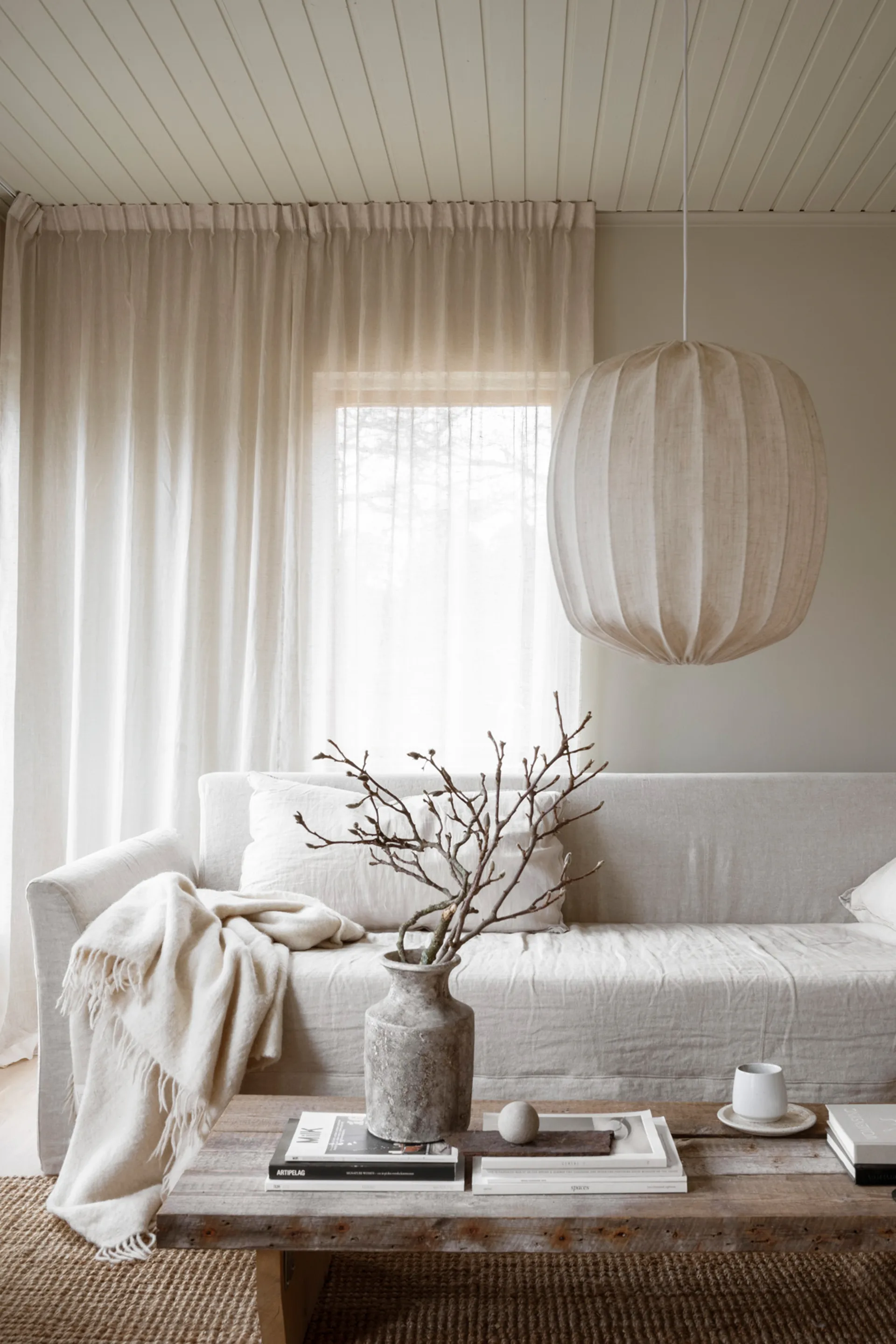 Λάμπα Prisma Ø45 cm από λινό ύφασμα, Natural Watt & Veke