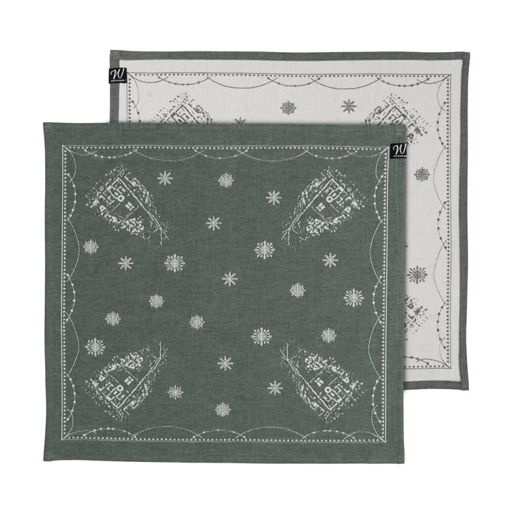 Julemorgen υφασμάτινη πετσέτα τραπεζιού 45x45 cm 2-pack - Λευκό-πράσινο - Wik & Walsøe