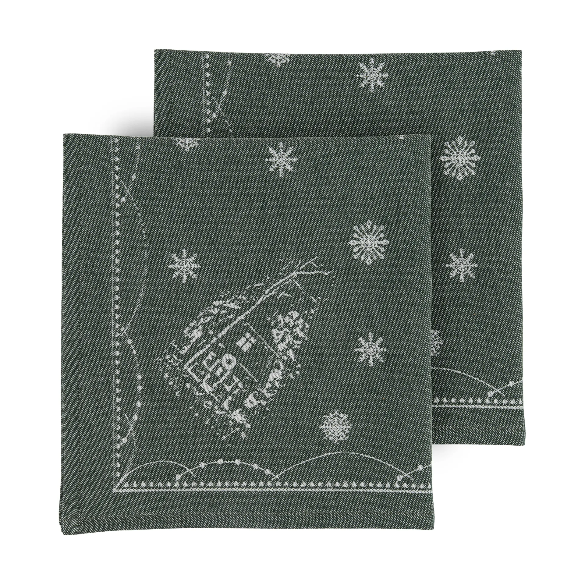 Julemorgen υφασμάτινη πετσέτα τραπεζιού 45x45 cm 2-pack, Λευκό-πράσινο Wik & Walsøe