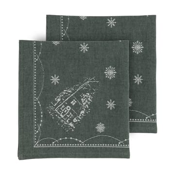 Julemorgen υφασμάτινη πετσέτα τραπεζιού 45x45 cm 2-pack - Λευκό-πράσινο - Wik & Walsøe