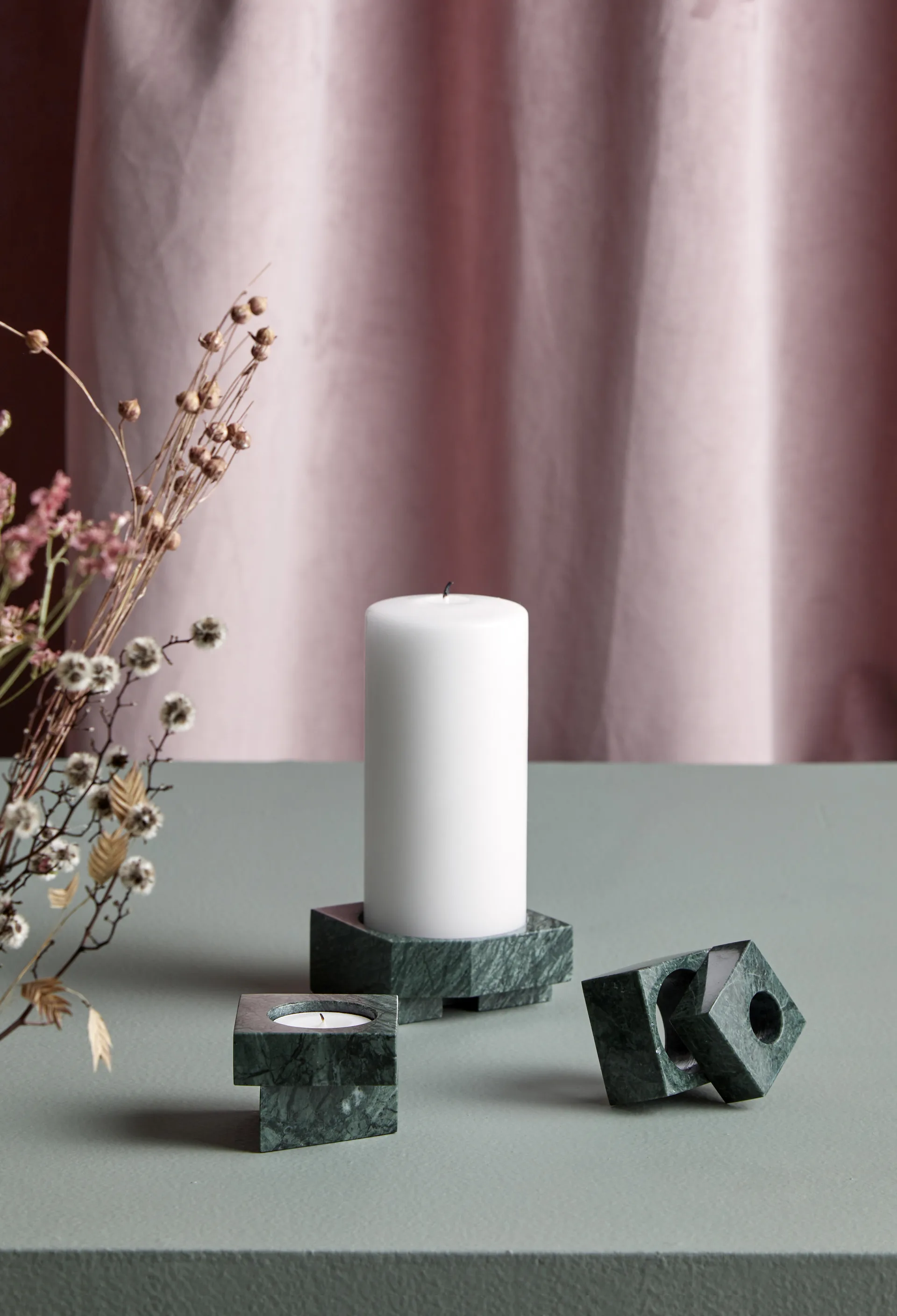 Παιχνίδι ζαριών 1 κηροπήγιο μάρμαρο, Πράσινο Woud