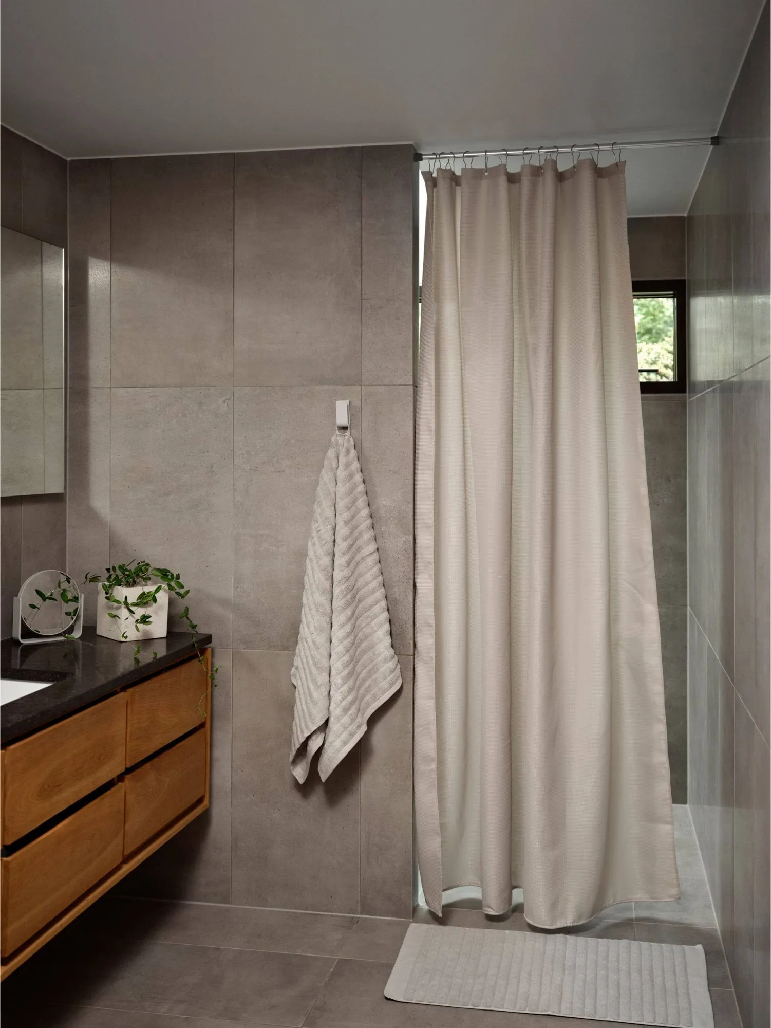 Lux κουρτίνα ντους, Soft grey, 180x220 εκ. Zone Denmark