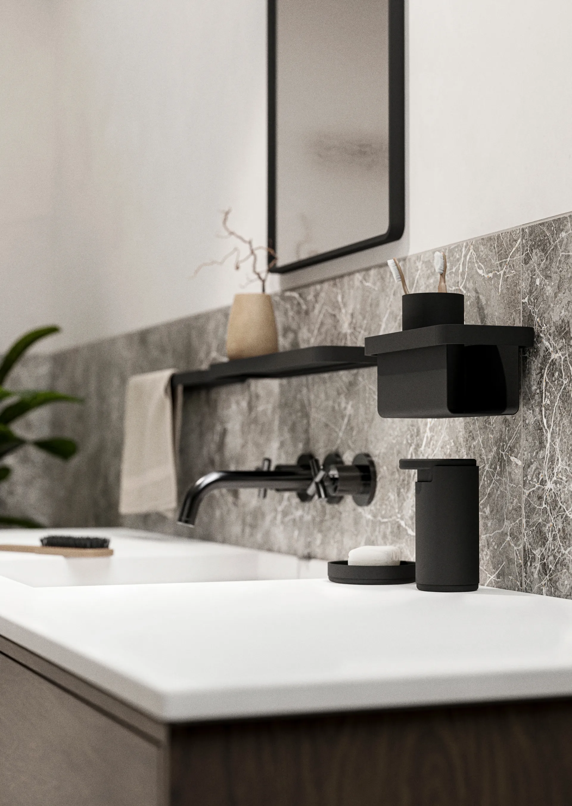 RIM ράφι μπάνιου ψηλό 11x22 cm, Μαύρο Zone Denmark