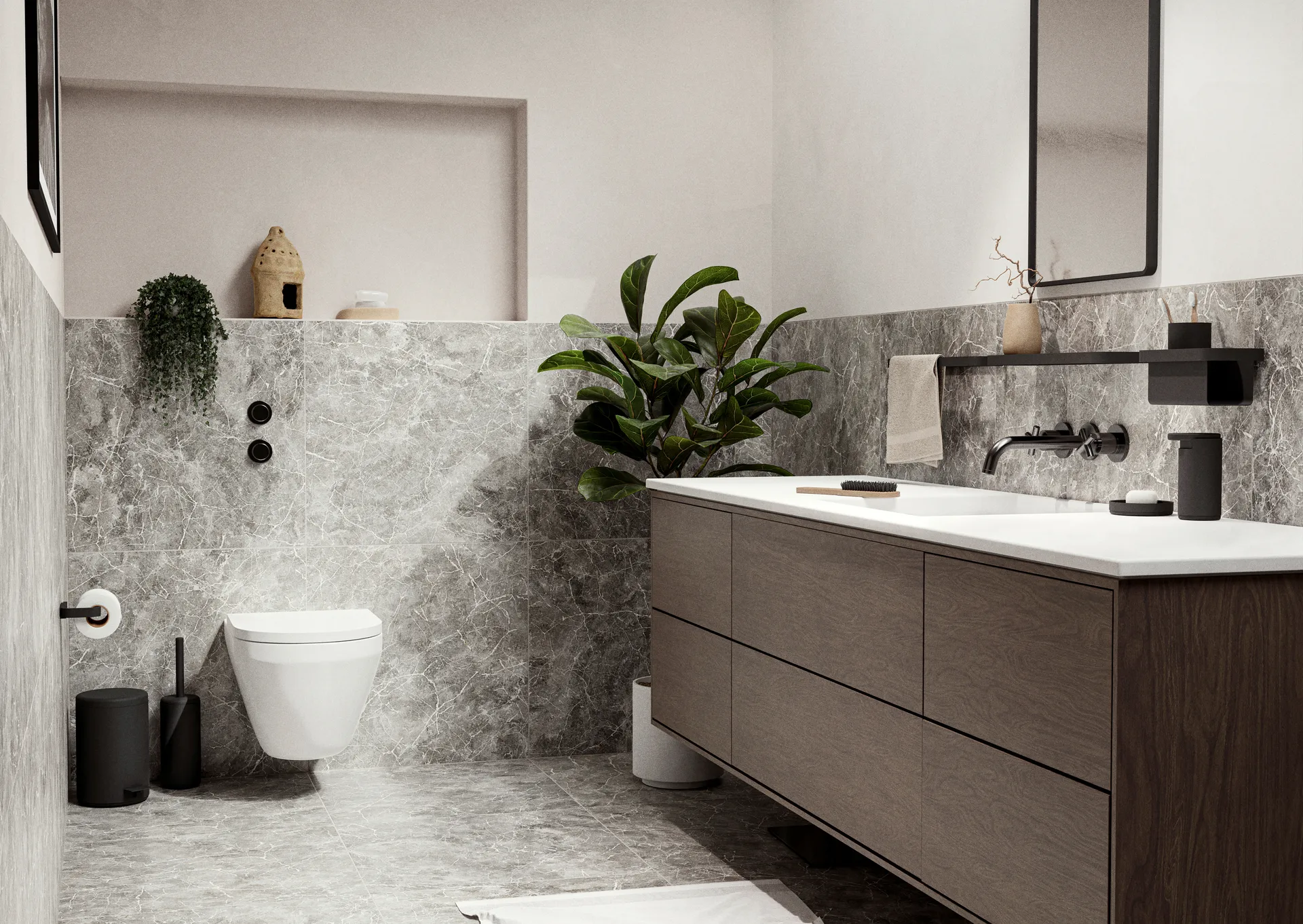 RIM ράφι μπάνιου ψηλό 11x22 cm, Μαύρο Zone Denmark