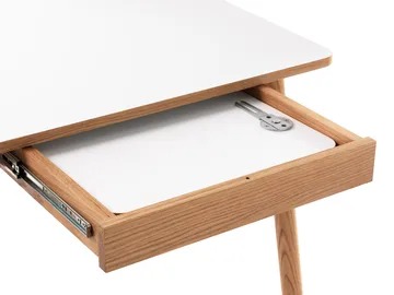 Τραπεζαρία, Dino+, με επιπλέον φύλλο - Λευκό, βάση από δρυ. 2 επιπλέον φύλλα - Zweed