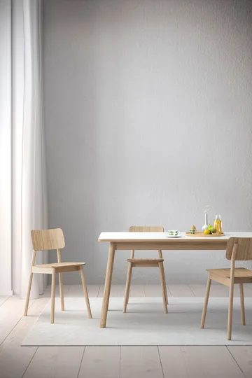 Τραπεζαρία, Dino+, με επιπλέον φύλλο - Λευκό, βάση από δρυ. 2 επιπλέον φύλλα - Zweed