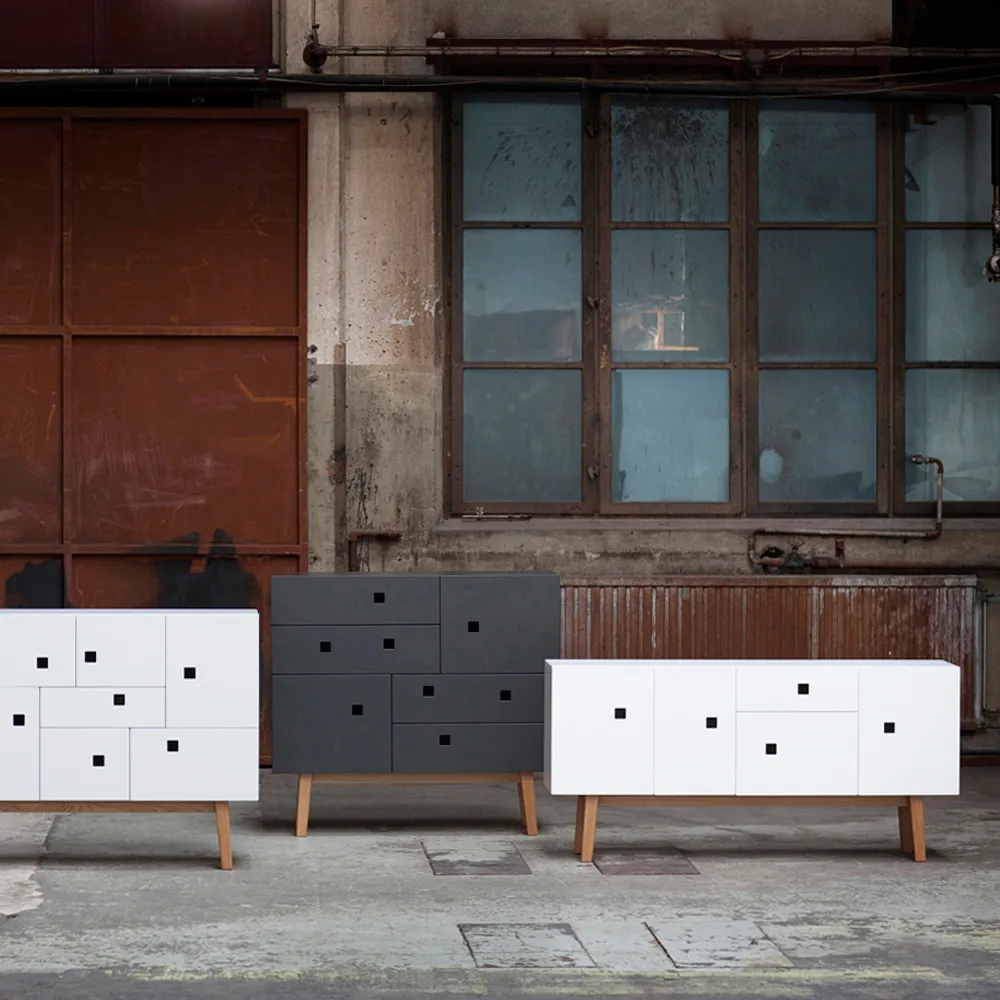 Ντουλάπι, Peep C1, Γκρι σχιστόλιθου. ρετρό, βάση από δρυ Zweed