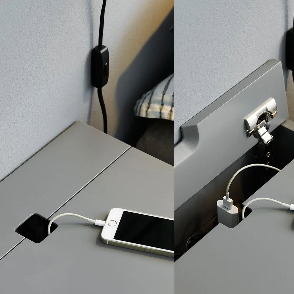 Κομοδίνο, Peep S1, Γκρι σχιστόλιθου, μαύρη λάκα Zweed