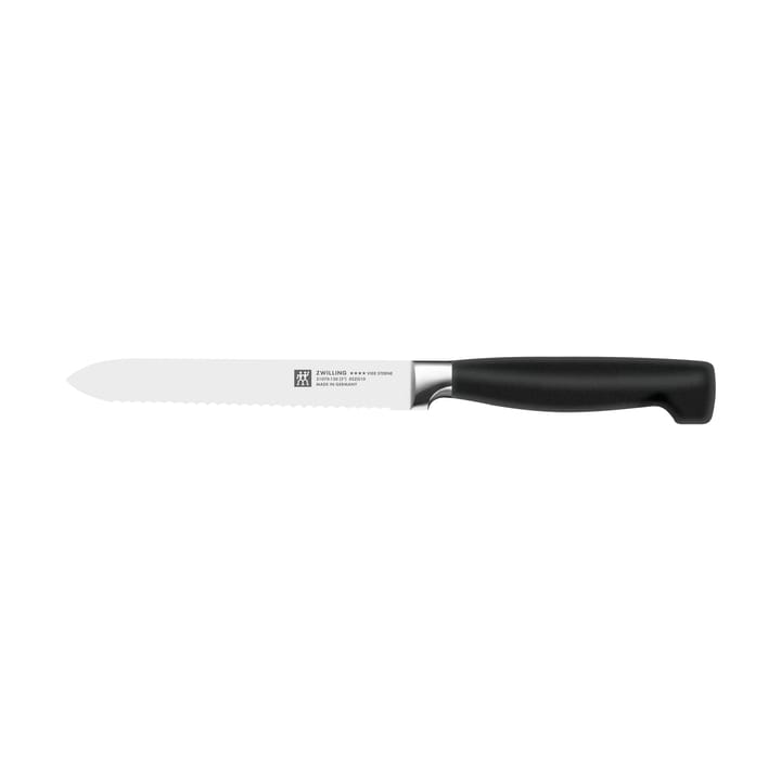 Zwilling Four star πριονωτό μαχαίρι γενικής χρήσης 13 εκ. - Μαύρο -ανοξείδωτο ατσάλι - Zwilling