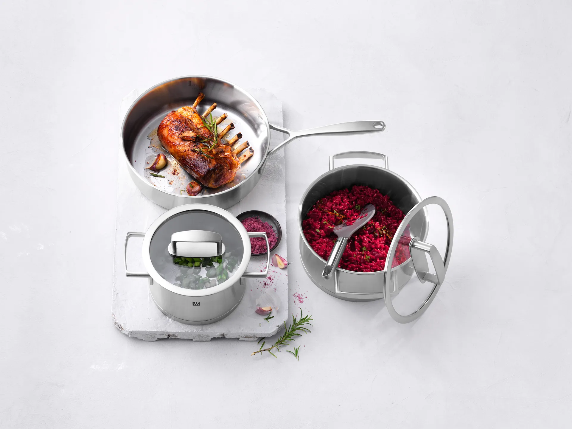 Zwilling Vitality σετ κατσαρολάκι 5 τεμάχια, Ανοιξείδωτο ατσάλι-διαφανές Zwilling