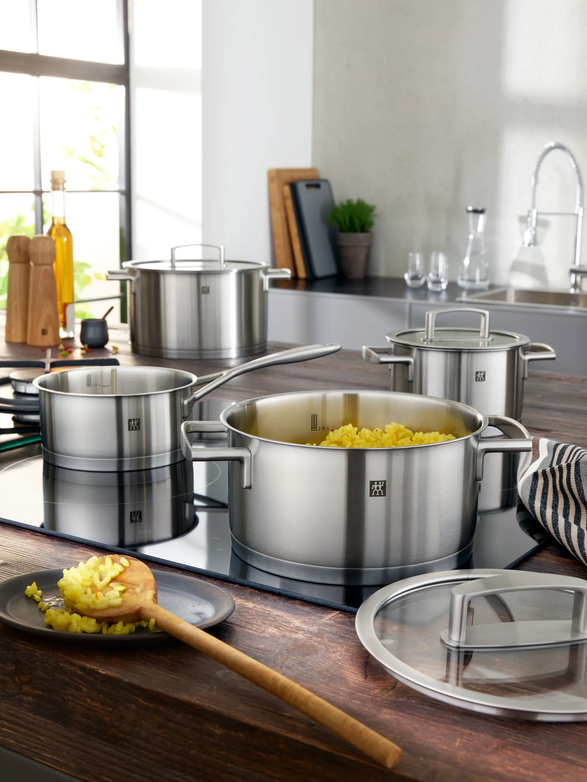 Zwilling Vitality σετ κατσαρολάκι 5 τεμάχια, Ανοιξείδωτο ατσάλι-διαφανές Zwilling