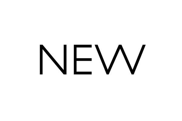 Η λέξη NEW με μαύρη γραμματοσειρά χωρίς εγκοπές σε λευκό φόντο.